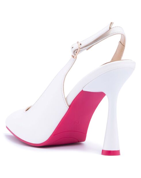 Slingbacks Loretta blancs - Talon 11 cm