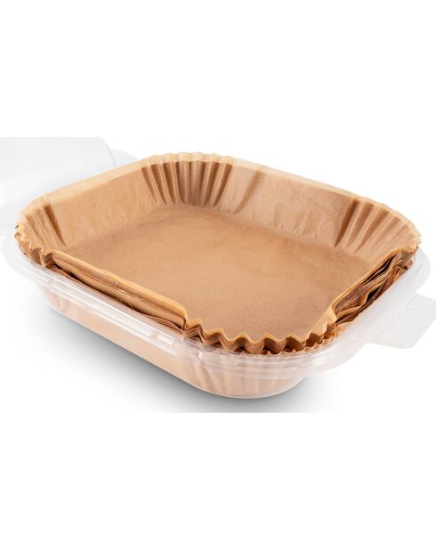 Moules Jetables Cuisson Pour Air Fryer Airfry Paper 20 marron - 20x20x4.5 cm