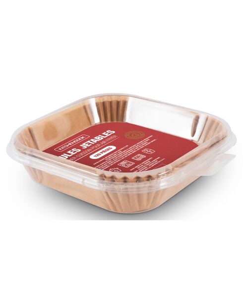 Moules Jetables Cuisson Pour Air Fryer Airfry Paper 20 marron - 20x20x4.5 cm