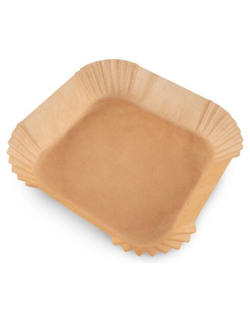 Moules Jetables Cuisson Pour Air Fryer Airfry Paper 20 marron - 20x20x4.5 cm