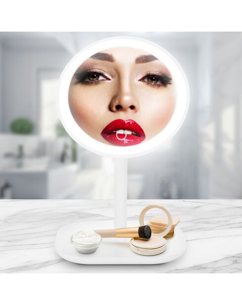 Miroir Grossissant Rond Led Tactile Beauty_Stand blanc - 16.5x12.7x27 cm