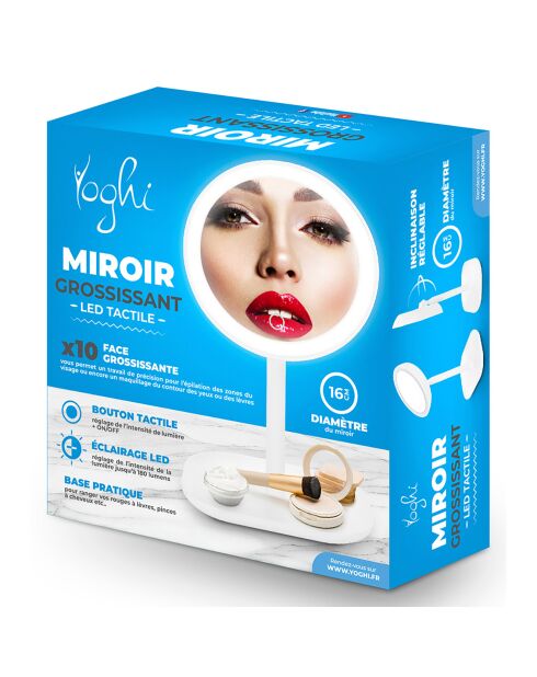 Miroir Grossissant Rond Led Tactile Beauty_Stand blanc - 16.5x12.7x27 cm