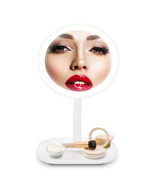 Miroir Grossissant Rond Led Tactile Beauty_Stand blanc - 16.5x12.7x27 cm