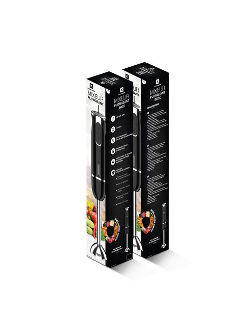 Mixeur Plongeant Pied Inox Hand X Black noir - 6.5x6.5x37 cm