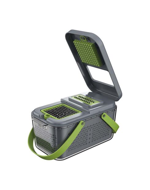 Mandoline Multifonction 22 Pièces vert/gris - 26x14.5x14 cm