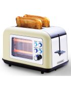 Grille Pain Double Fente Avec Vitre beige - 28.5x19x18 cm