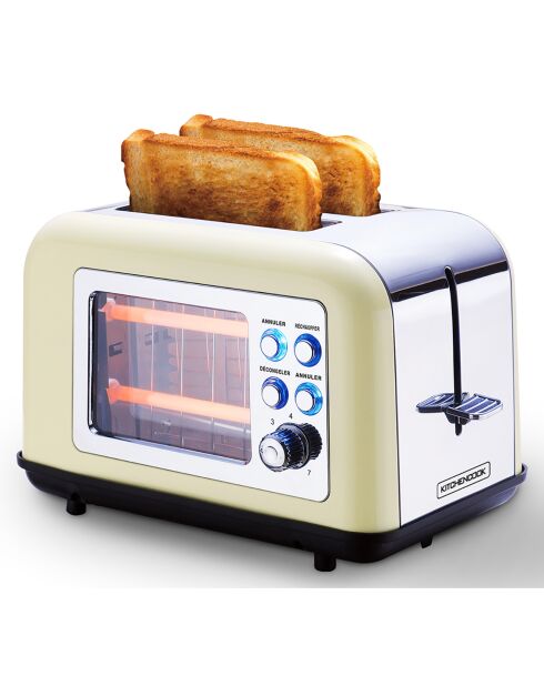 Grille Pain Double Fente Avec Vitre beige - 28.5x19x18 cm