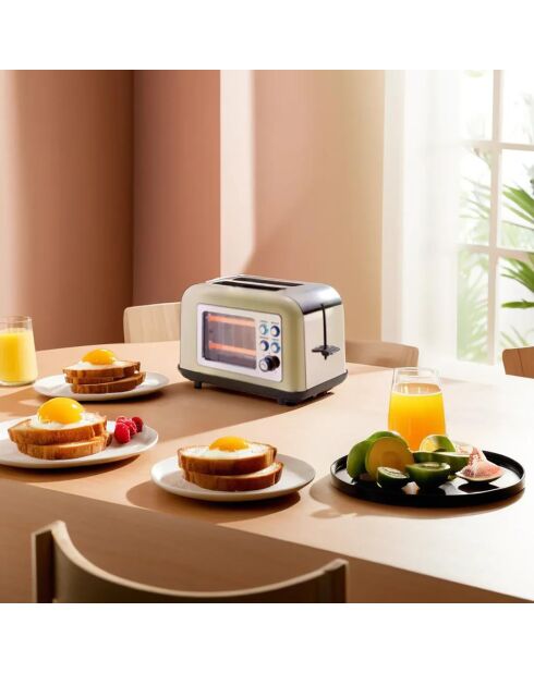 Grille Pain Double Fente Avec Vitre beige - 28.5x19x18 cm