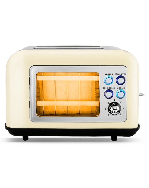 Grille Pain Double Fente Avec Vitre beige - 28.5x19x18 cm