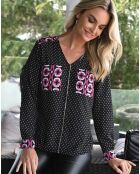 Chemise Vanessa imprimée bleu foncé