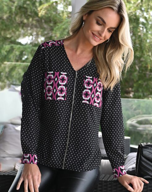 Chemise Vanessa imprimée bleu foncé