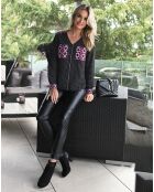 Chemise Vanessa imprimée bleu foncé