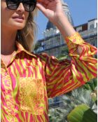 Chemise Taj imprimée jaune/rose