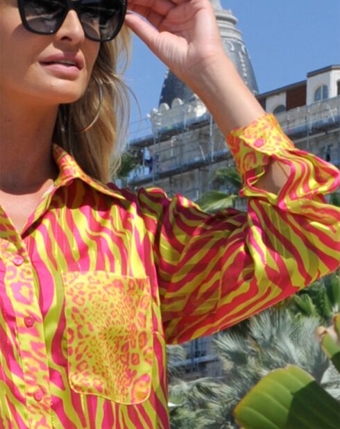 Chemise Taj imprimée jaune/rose