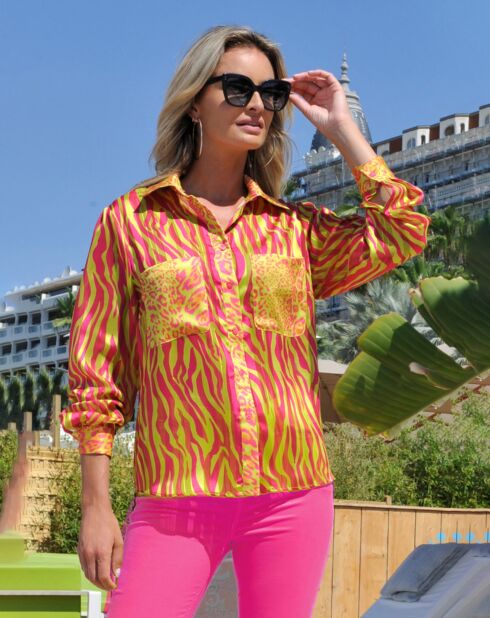 Chemise Taj imprimée jaune/rose