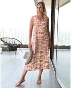 Robe Longue Nairobi imprimée marron