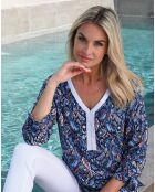 Blouse Praya imprimée bleue