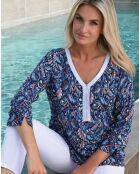 Blouse Praya imprimée bleue