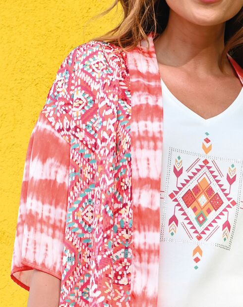 Kimono Jakarta imprimé rose