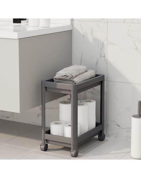 2 Meubles de rangement gris - 23x36x40 cm