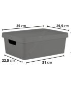 3 Boites de rangement anthracites - 35x25.5x15 cm