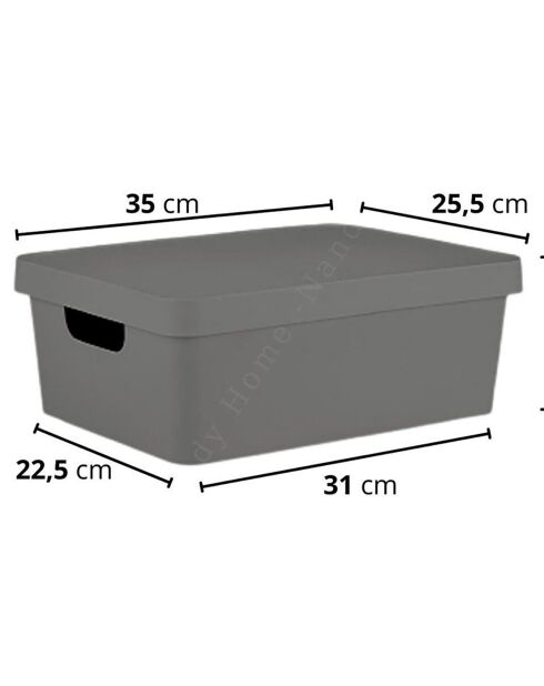 3 Boites de rangement anthracites - 35x25.5x15 cm