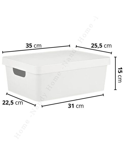3 Boites de rangement blanches - 35x25.5x15 cm