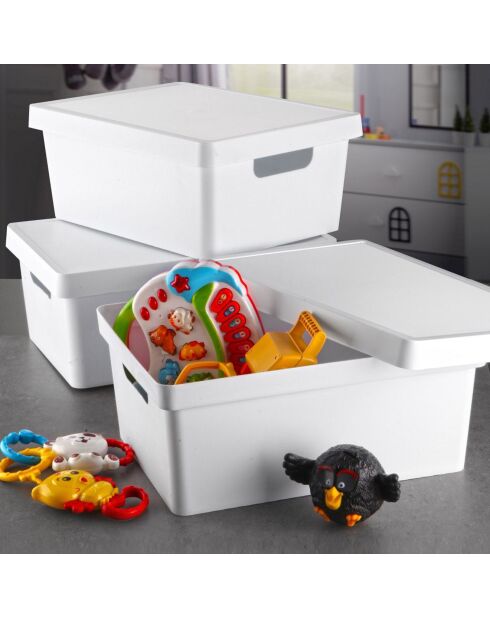 3 Boites de rangement blanches - 35x25.5x15 cm