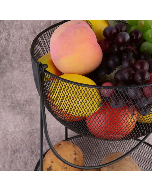 Panière à fruits Aleyna noire - 25.5x25.5x14 cm