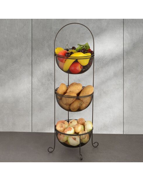 Panière à fruits Aleyna noire - 25.5x25.5x14 cm