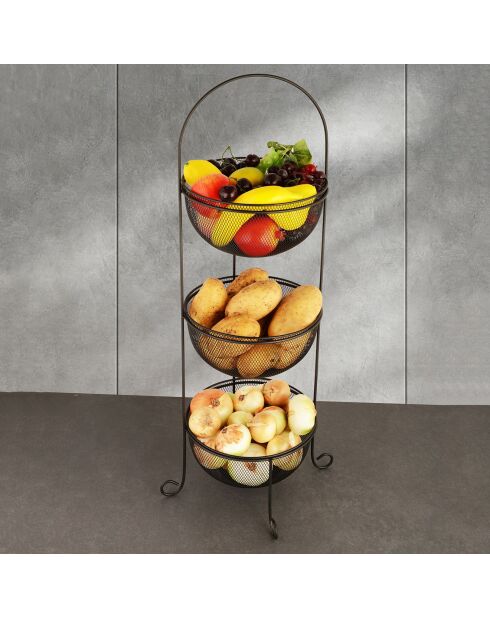 Panière à fruits Aleyna noire - 25.5x25.5x14 cm