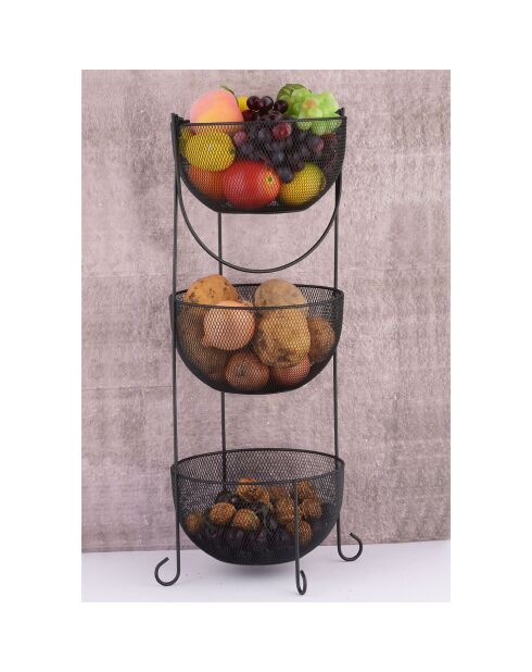 Panière à fruits Aleyna noire - 25.5x25.5x14 cm