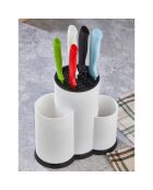 Porte ustensile LV-293B blanche - 22x12x22 cm