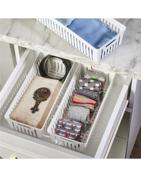 3 organizzatori per cassetti bianchi - 34,5x15x9 cm