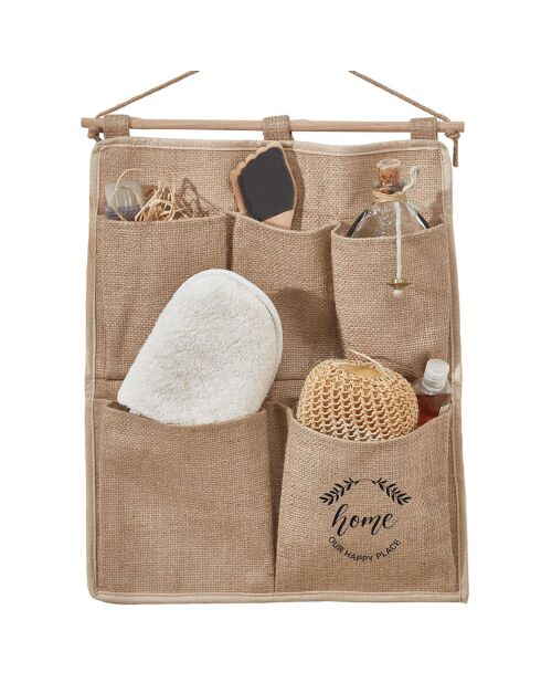 Lichtbruin hangrek van 100% jute - 35x45 cm