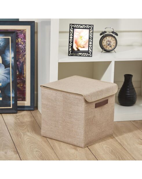 Boite de rangement  100% Jute  marron clair - 30x30x30 cm