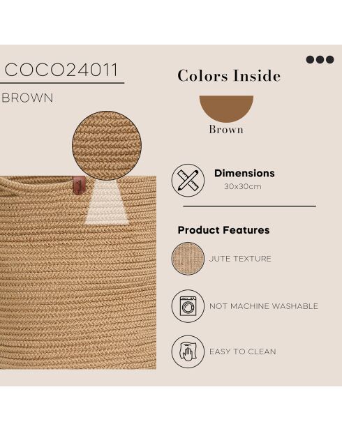 Panier en Jute Coco marron - 15x18x20 cm