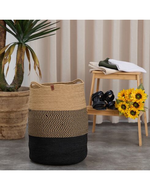 Panier en Jute Coco noir/marron - 22x22x35 cm