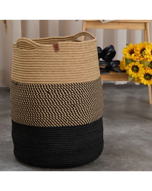 Panier en Jute Coco noir/marron - 22x22x35 cm