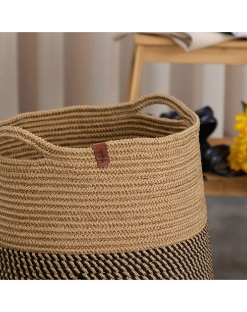 Panier en Jute Coco noir/marron - 22x22x35 cm