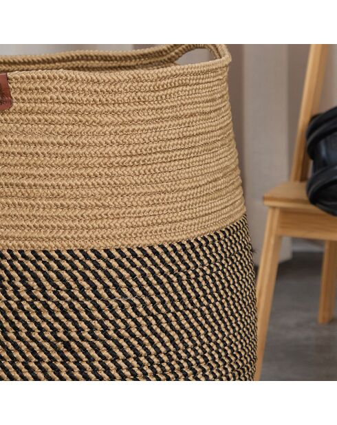 Panier en Jute Coco noir/marron - 22x22x35 cm