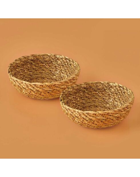 2 Paniers 100% Jute beiges - 13x13x5 cm