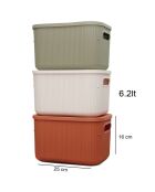 3 Boites de rangement vert/rouge/crème - 18x25x16 cm