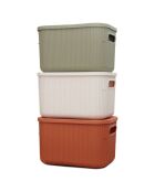3 Boites de rangement vert/rouge/crème - 18x25x16 cm