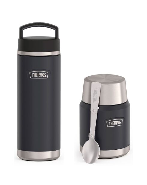 1 Bouteille isotherme& 1 Porte Aliments isotherme anthracite - 0.71L
