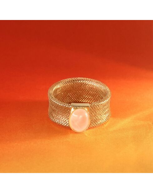 Bague ajustable Flamboyant Quartz rose or jaune