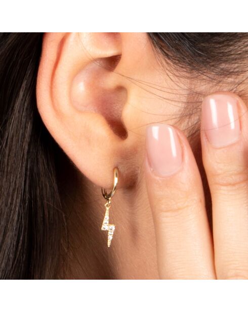 Boucles d'oreilles Eclair Zircones or jaune