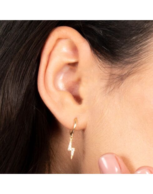 Boucles d'oreilles Eclair Zircones or jaune