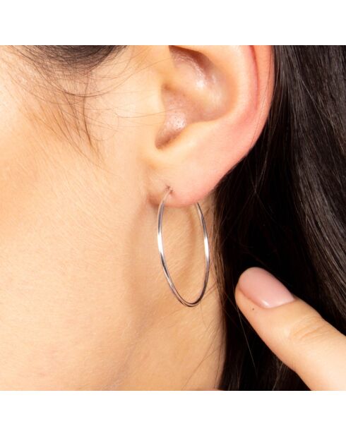 Boucles d'oreilles Créoles lisses or blanc