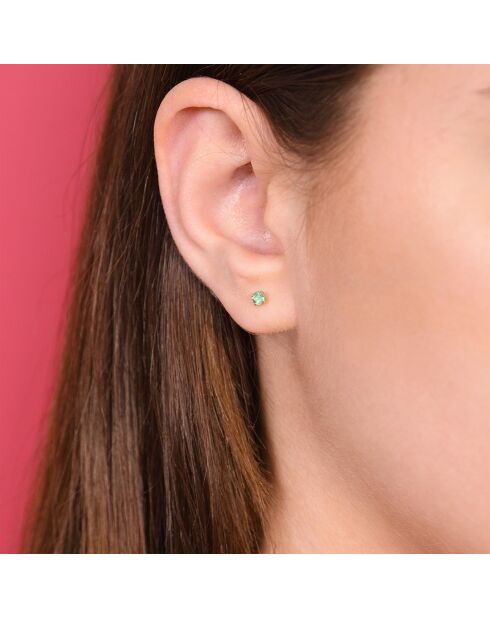 Boucles d'oreilles Puce Emeralda Emeraude 0.40 ct or jaune - 3.10 mm